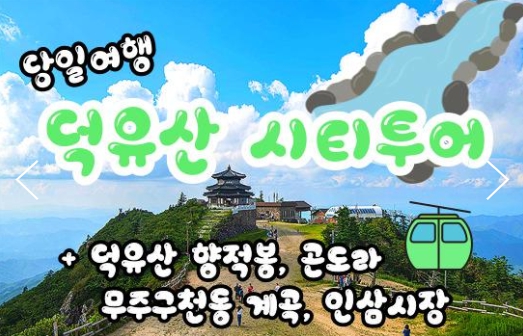 [상품코드 9939][ 당일 - 덕유산기차여행 ] 수원,평택,천안 출발  - 덕유산 향적봉 & 관광곤도라 & 무주구천동계곡 여행